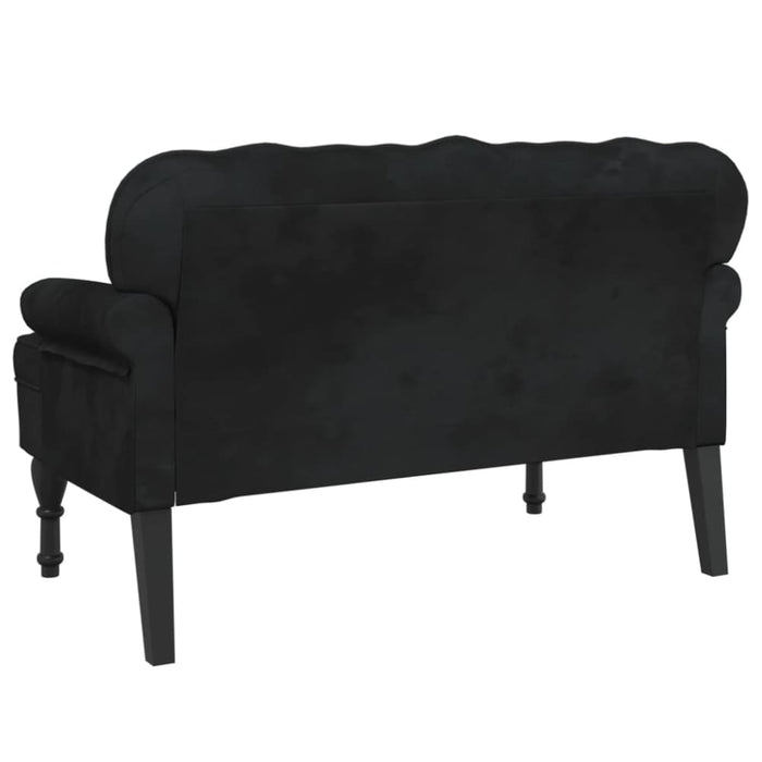 Bench with Backrest Black 119.5x64.5x75 Cm Velvet Tixolo