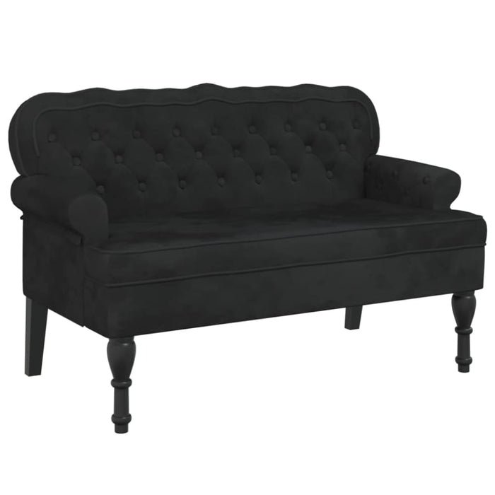 Bench with Backrest Black 119.5x64.5x75 Cm Velvet Tixolo