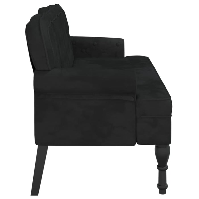Bench with Backrest Black 119.5x64.5x75 Cm Velvet Tixolo