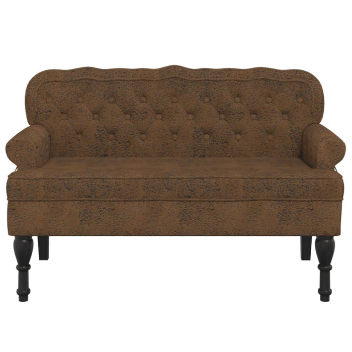 Bench With Backrest Brown 119.5x64.5x75 Cm Faux Suede