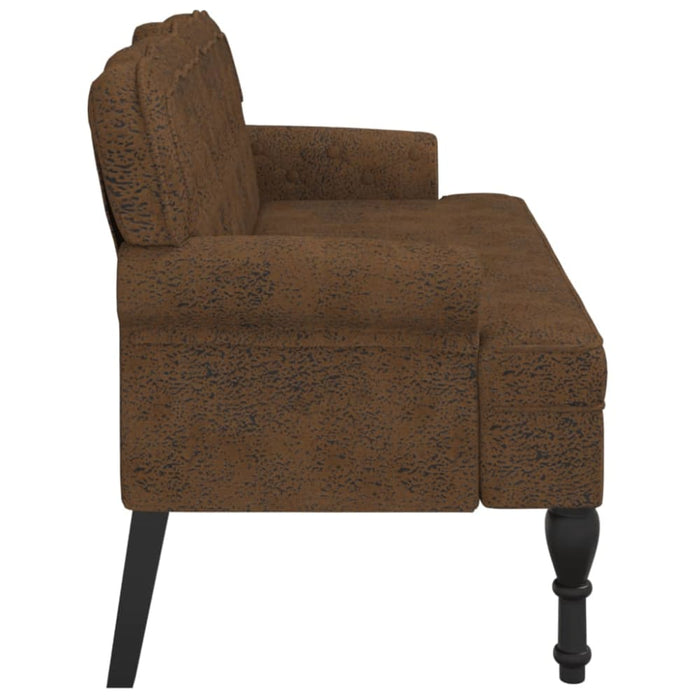Bench With Backrest Brown 119.5x64.5x75 Cm Faux Suede