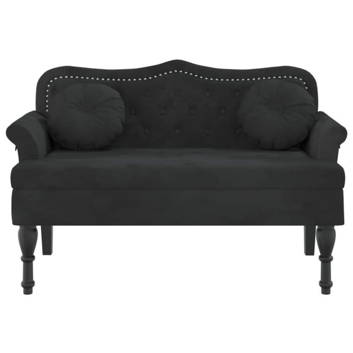 Bench with Cushions Black 120.5x65x75 Cm Velvet Tixoap