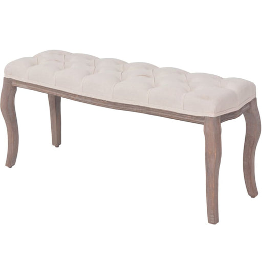 Bench Linen Solid Wood 110x38x48 Cm Cream White Xaptpk