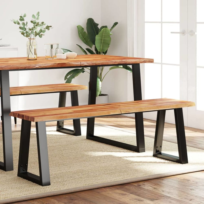 Bench with Live Edge 140 Cm Solid Wood Acacia Tptxka