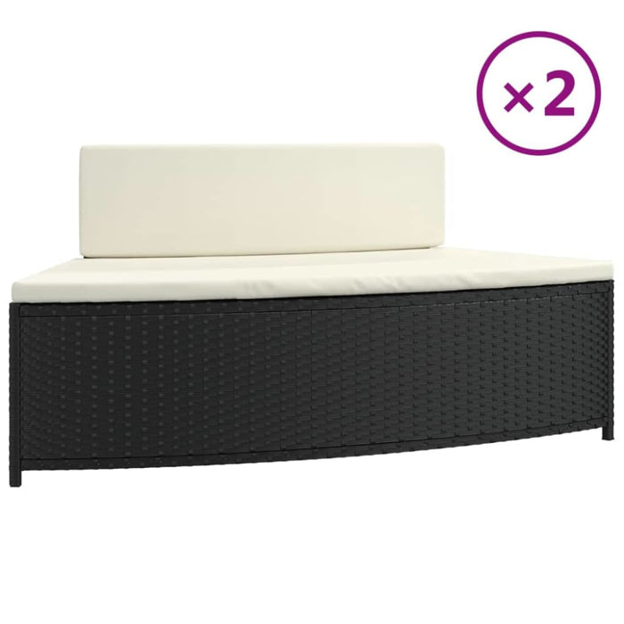 Spa Benches With Cushions 2 Pcs Black Poly Rattan Tlxxlx