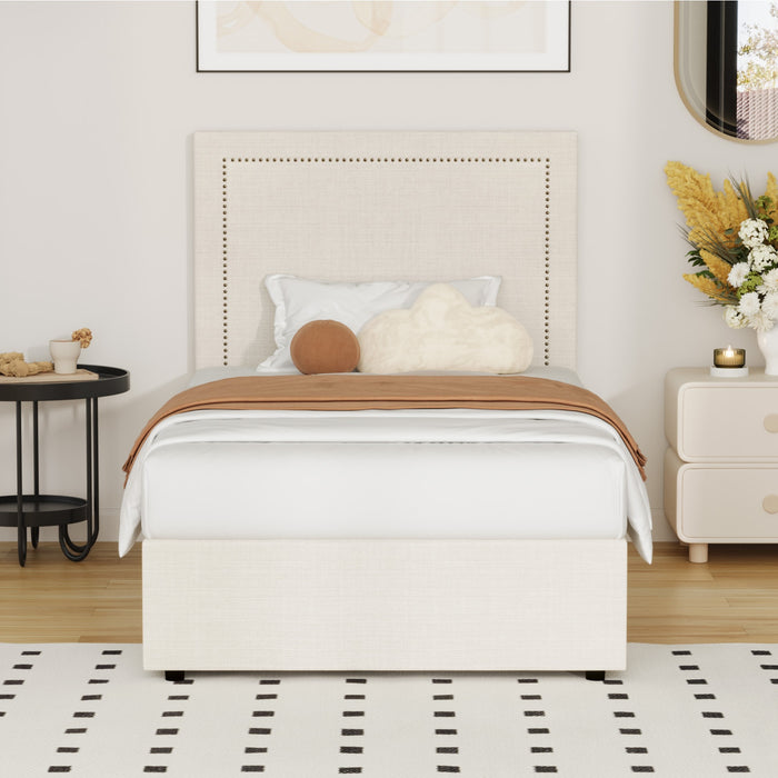 Bed Frame King Single Size Gas Lift Storage Beds Beige