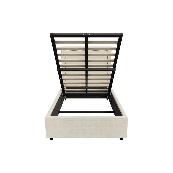 Bed Frame King Single Size Gas Lift Storage Beds Beige