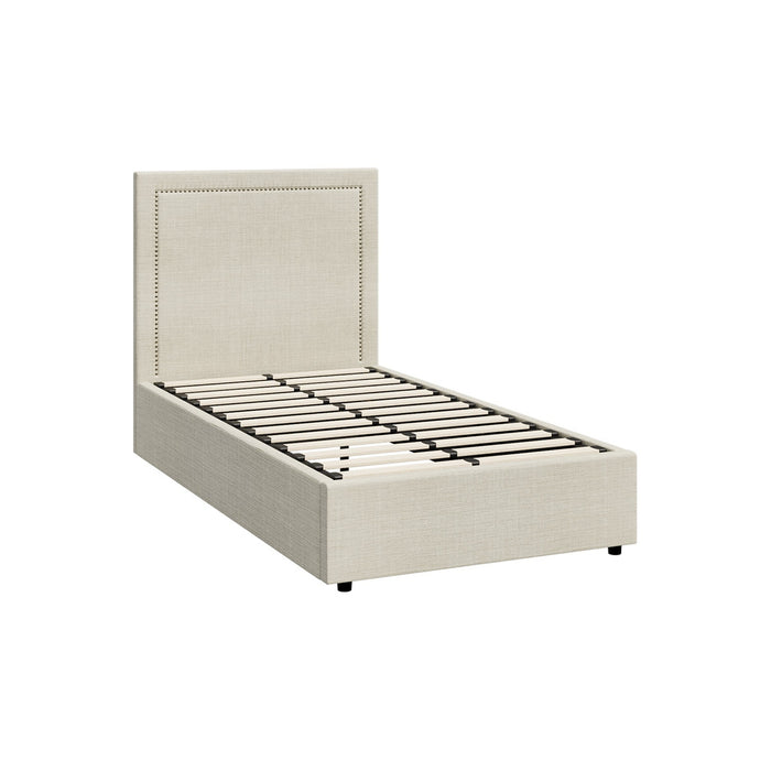 Bed Frame King Single Size Gas Lift Storage Beds Beige