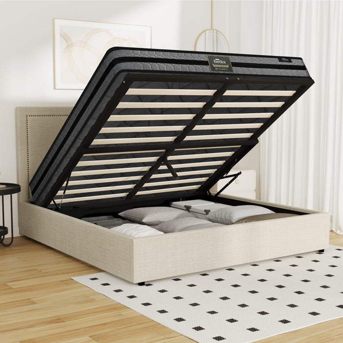 Bed Frame Queen Gas Lift Storage W/ Mattress Set Adi