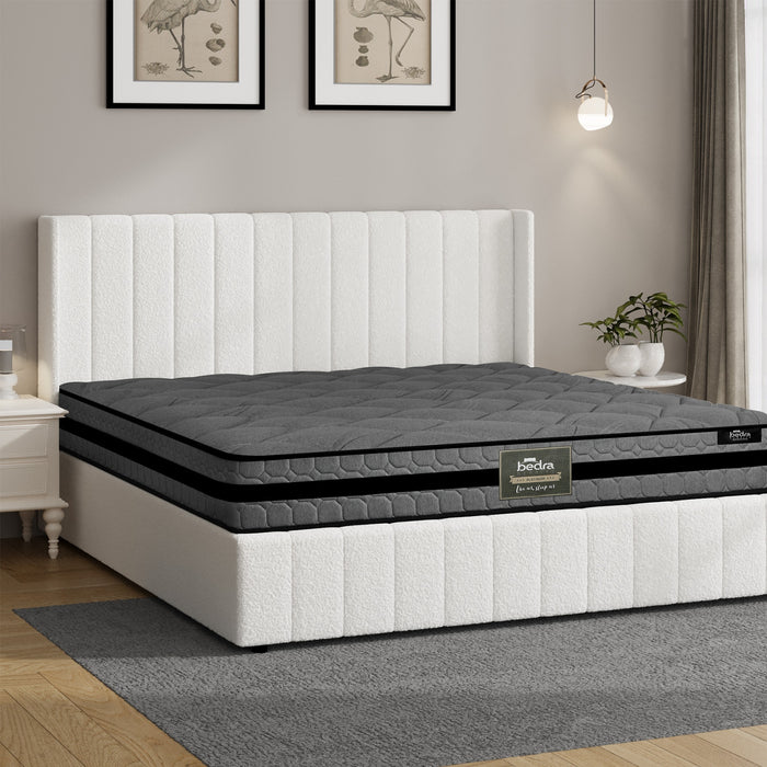 Bed Frame King Size Gas Lift Storage Boucle Bed Mattress Set Bily