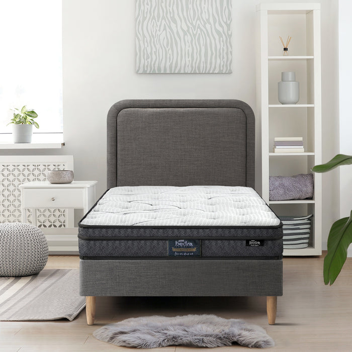 Bed Frame Single Size Platform Base With Bonnell Spring Mattress Grey