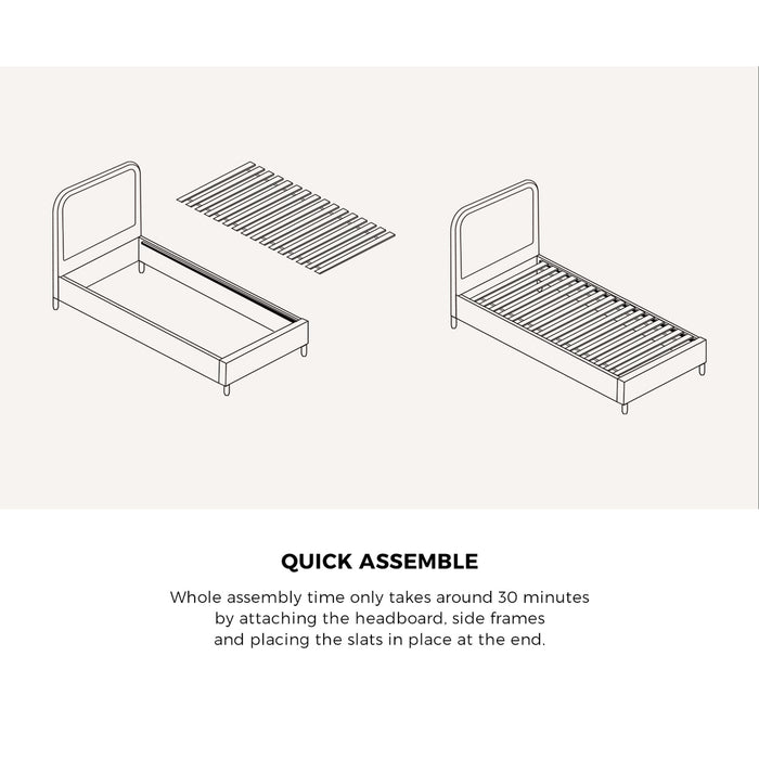 Bed Frame Single Size Platform Base With Bonnell Spring Mattress Grey