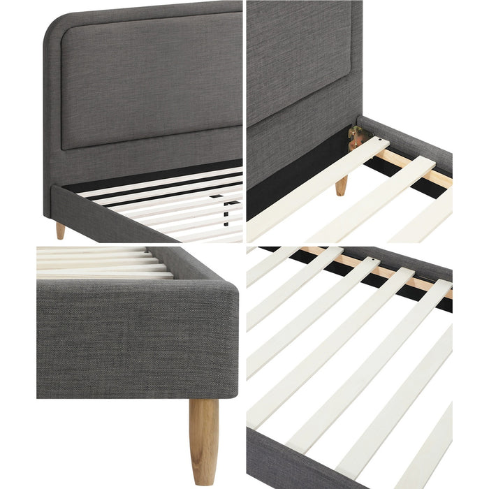 Bed Frame Single Size Platform Base With Bonnell Spring Mattress Grey