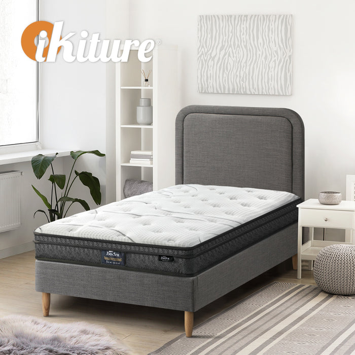 Bed Frame Single Size Platform Base With Bonnell Spring Mattress Grey