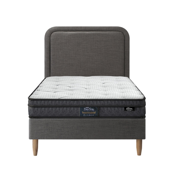 Bed Frame Single Size Platform Base With Bonnell Spring Mattress Grey