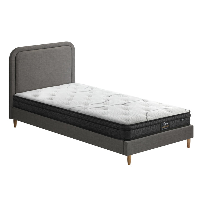 Bed Frame Single Size Platform Base With Bonnell Spring Mattress Grey