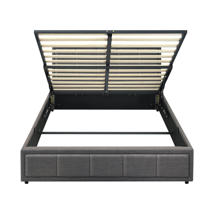 Bed Frame Queen Size Gas Lift Storage Base Fabric Grey