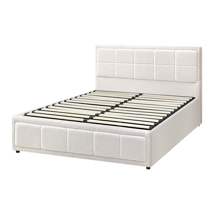 Bed Frame Queen Size Gas Lift Storage Beds White