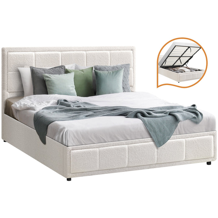 Bed Frame Queen Size Gas Lift Storage Beds White