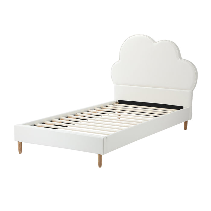 Bed Frame Single Size Cloud Kids Bed Frame White Leather