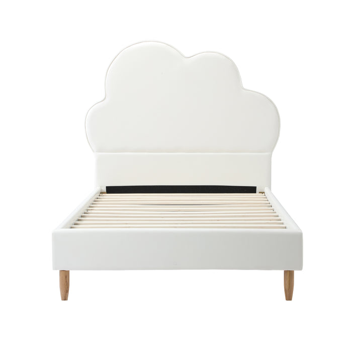 Bed Frame Single Size Cloud Kids Bed Frame White Leather