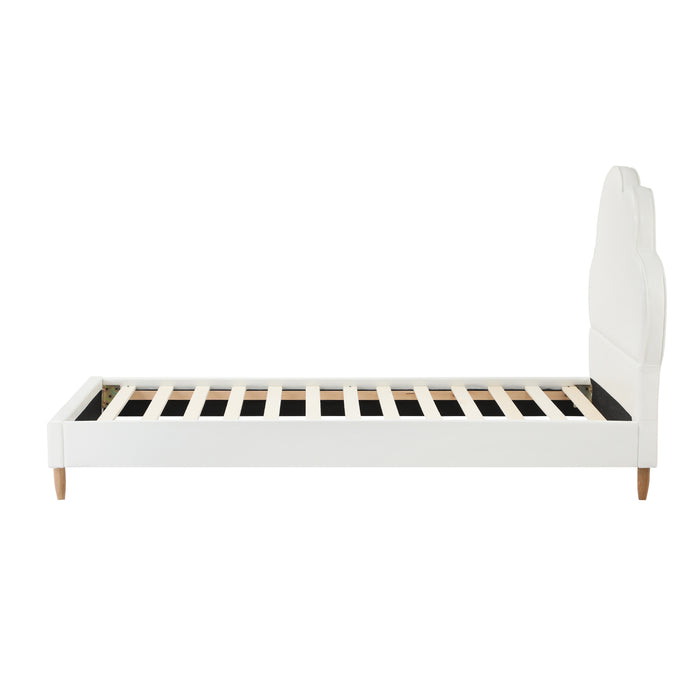 Bed Frame Single Size Cloud Kids Bed Frame White Leather