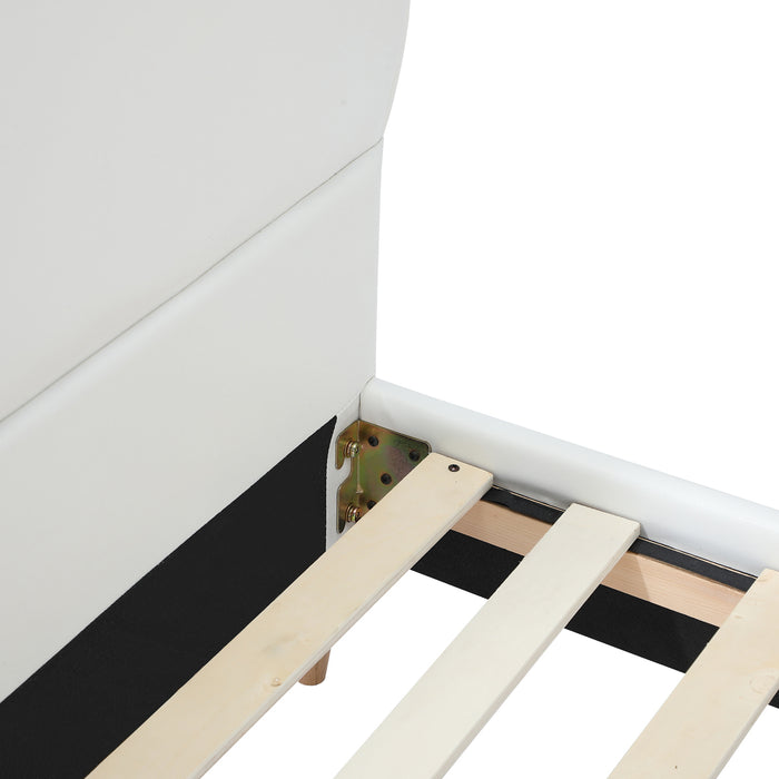 Bed Frame Single Size Cloud Kids Bed Frame White Leather