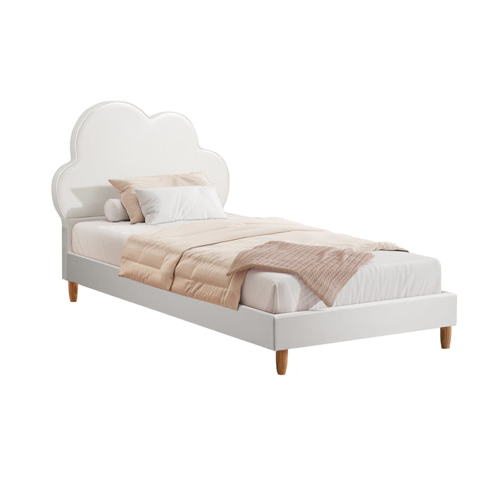 Bed Frame Single Size Cloud Kids Bed Frame White Leather