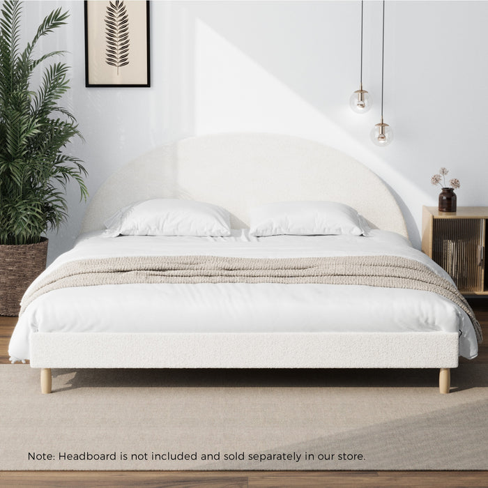 Bed Frame King Size Bed Base White Boucle