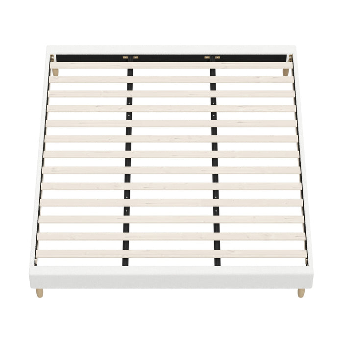 Bed Frame King Size Bed Base White Boucle