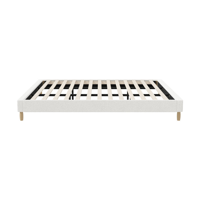Bed Frame King Size Bed Base White Boucle