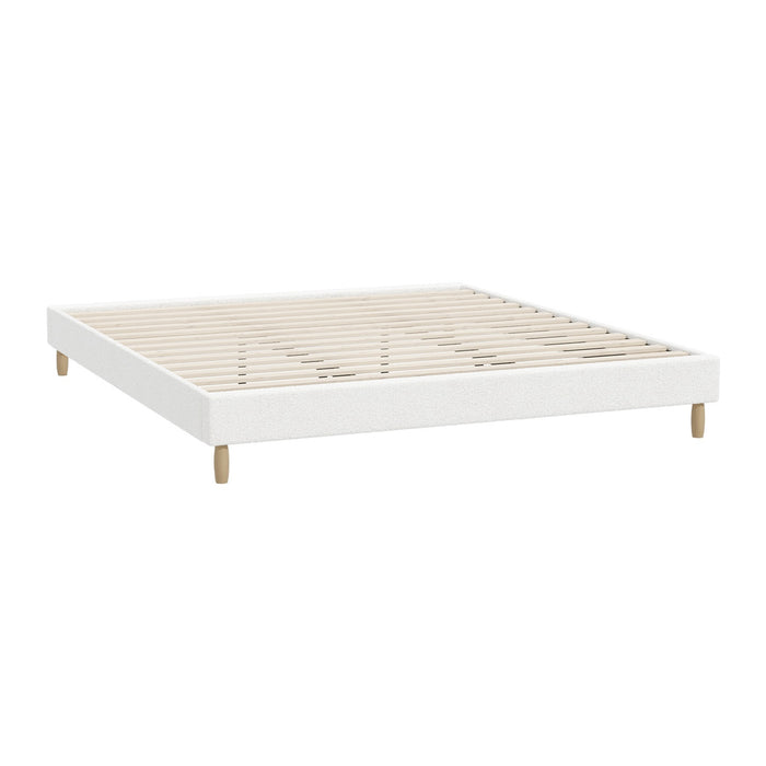 Bed Frame King Size Bed Base White Boucle