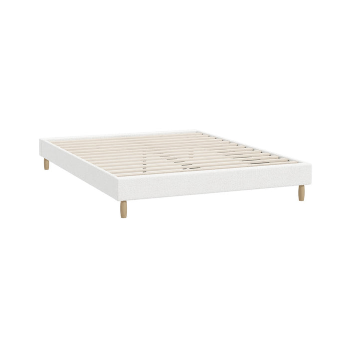 Bed Frame Queen Size Bed Base White Boucle