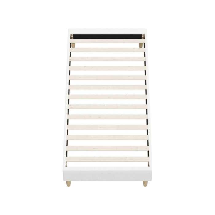 Bed Frame Single Size Bed Base White Boucle