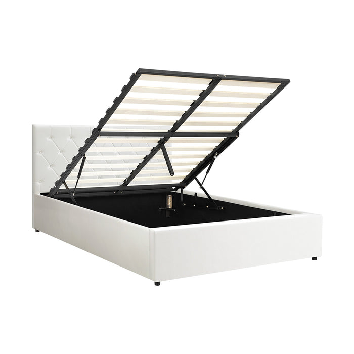 Bed Frame Double Size Gas Lift Bed With Storage White
