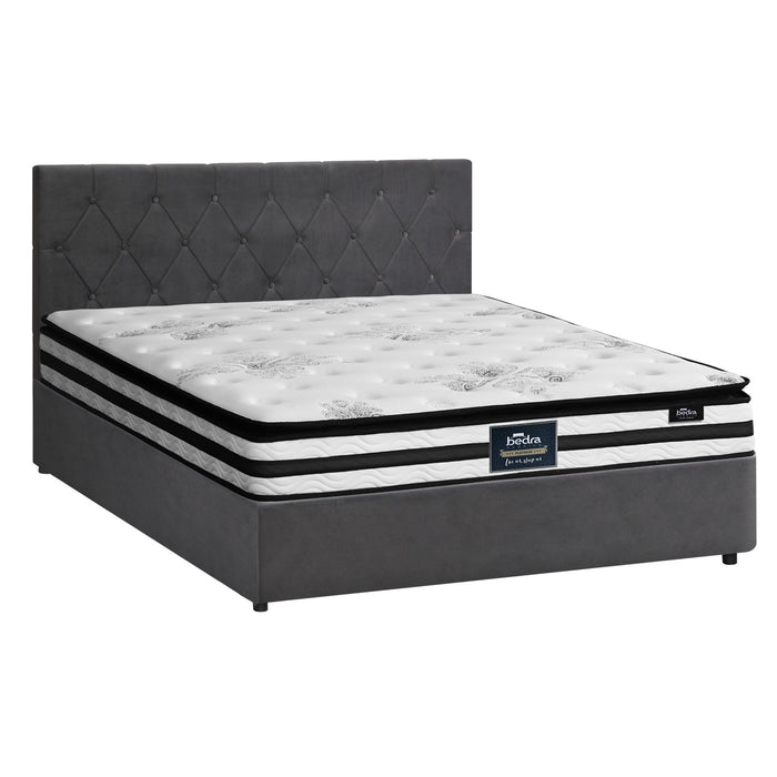 Bed Frame Double Size Gas Lift Base With Mattress Velvet Grey