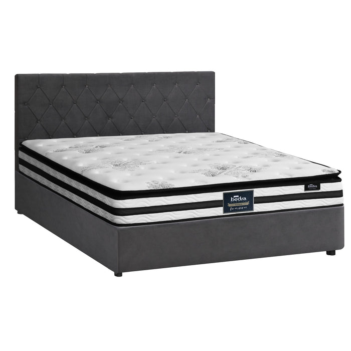 Bed Frame King Size Gas Lift Base With Mattress Velvet Grey