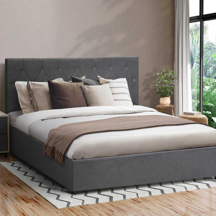 Bed Frame King Size Gas Lift Bed With Storage Grey