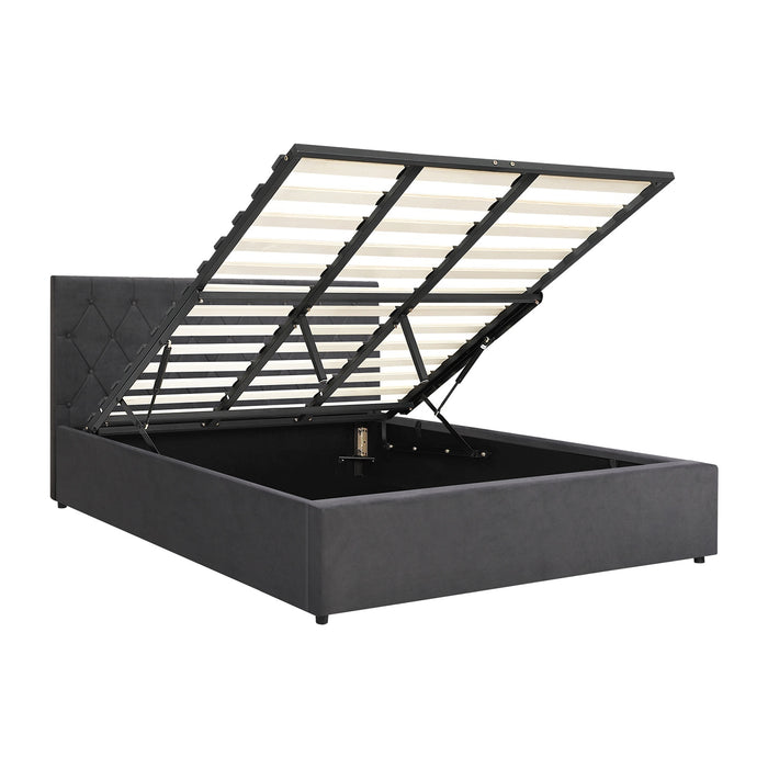 Bed Frame King Size Gas Lift Bed With Storage Grey