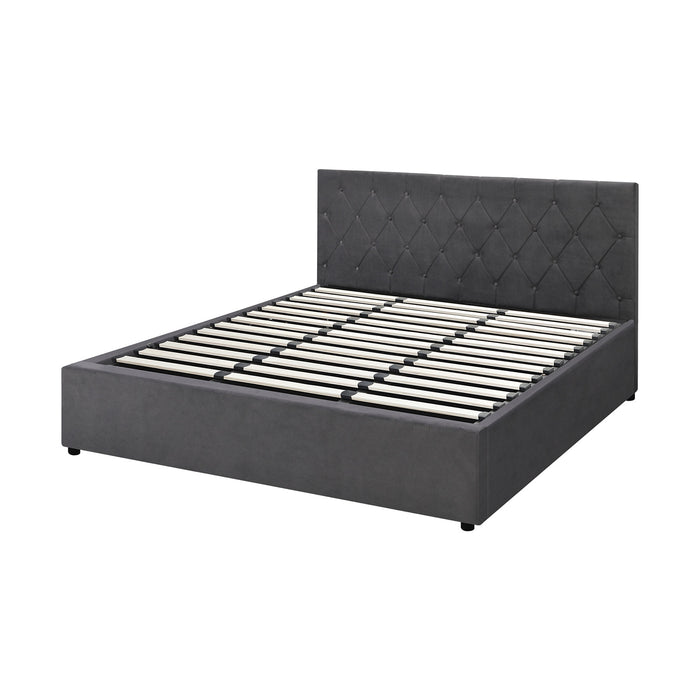 Bed Frame King Size Gas Lift Bed With Storage Grey
