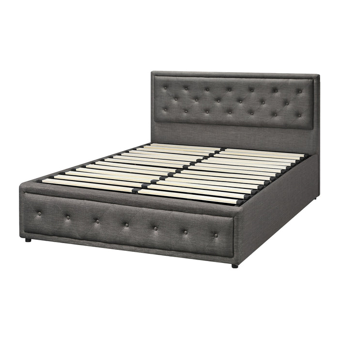Bed Frame Double Size Gas Lift Bed With Storage Grey