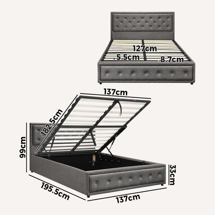 Bed Frame Double Size Gas Lift Base With Storage
