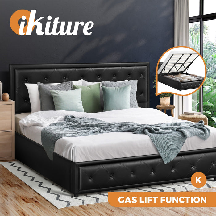 Bed Frame King Size Gas Lift Bed With Storage Black