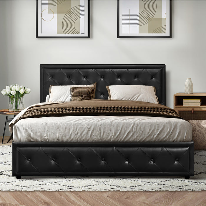 Bed Frame King Size Gas Lift Bed With Storage Black