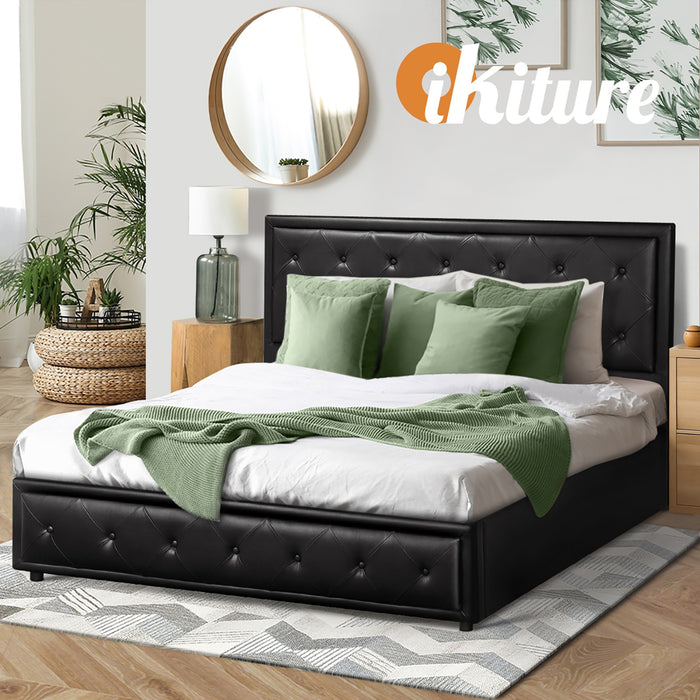 Bed Frame King Size Gas Lift Bed With Storage Black