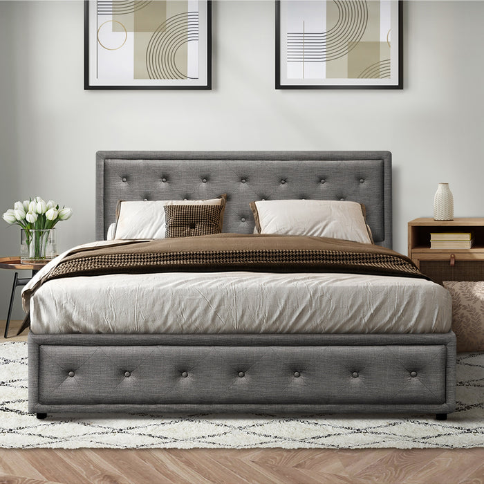 Bed Frame Queen Size Gas Lift Bed With Storage Grey