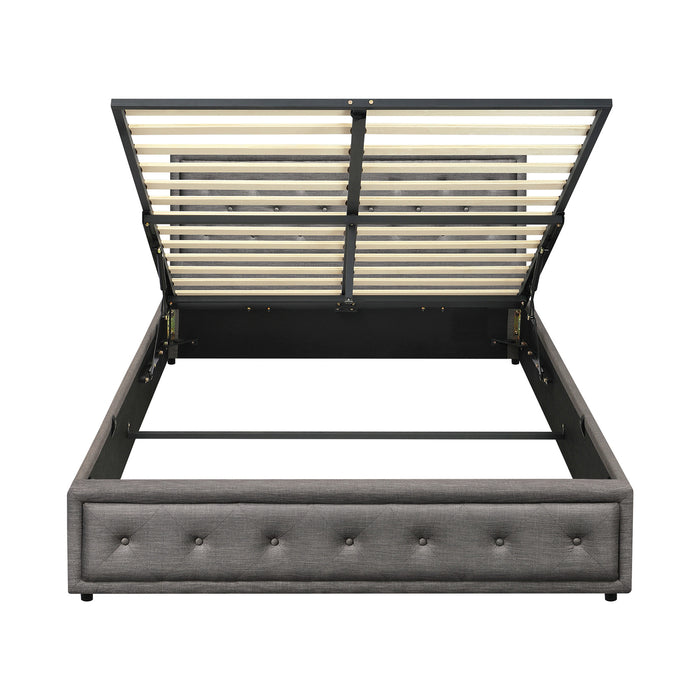 Bed Frame Queen Size Gas Lift Base W / Storage Grey