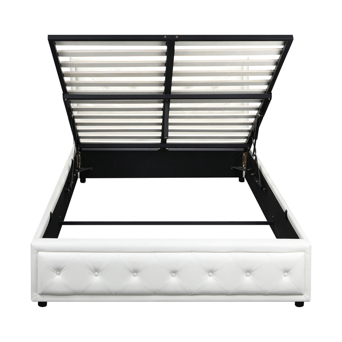 Bed Frame Queen Size Gas Lift Base With Storage White
