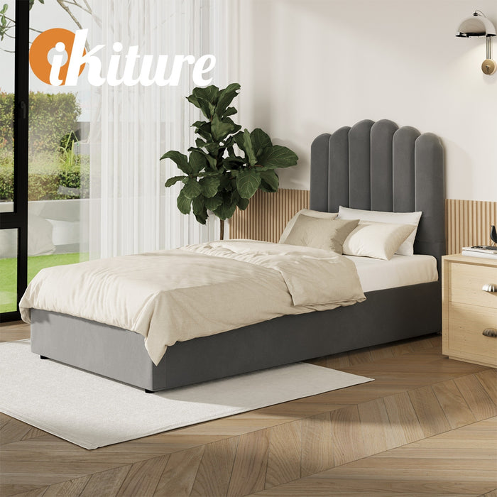 Bed Frame King Single Size Gas Lift Bed Base With Storage Velvet Klon