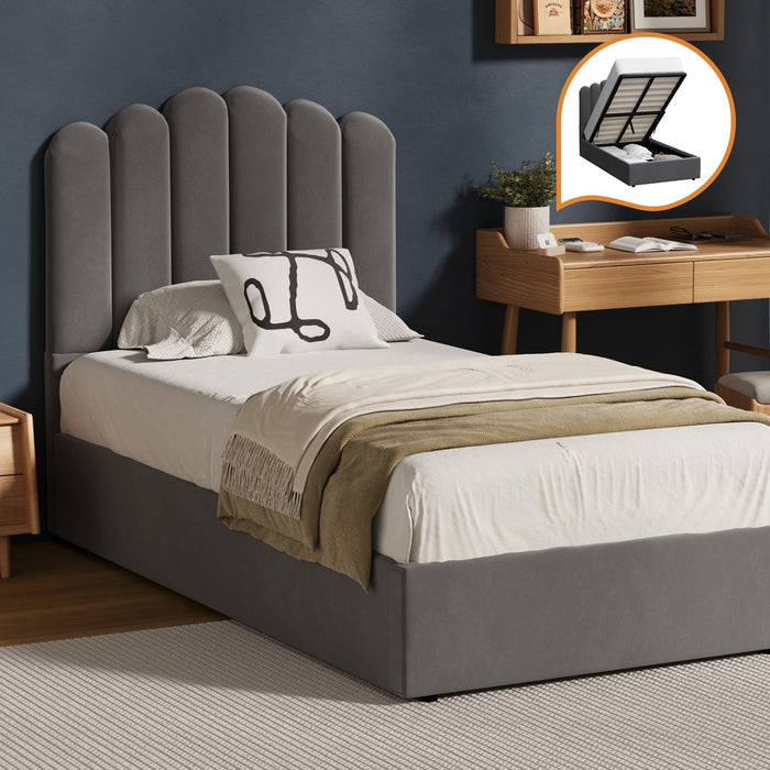 Bed Frame King Single Size Gas Lift Bed Base With Storage Velvet Klon